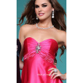 Querida a linha elegante decote Strapless do assoalho-comprimento vestido de noite de cetim Beading